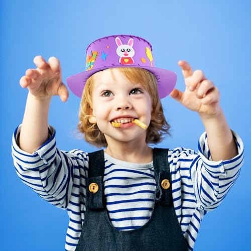 LUOZZY 4 Pack DIY EVA Hat Kits for Kids