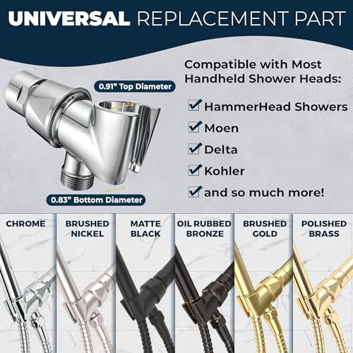 HammerHead Showers All Metal Handheld Shower Head Holder - Matte Black