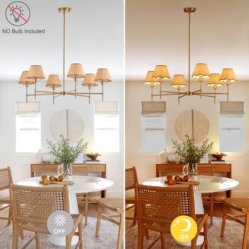 39 Inch Large Rattan Chandelier 6 Light Farmhouse Boho Style