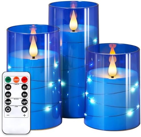 NURADA Flameless Candles with 3D Wick and Remote Control - 3 Pack for Romantic Decor