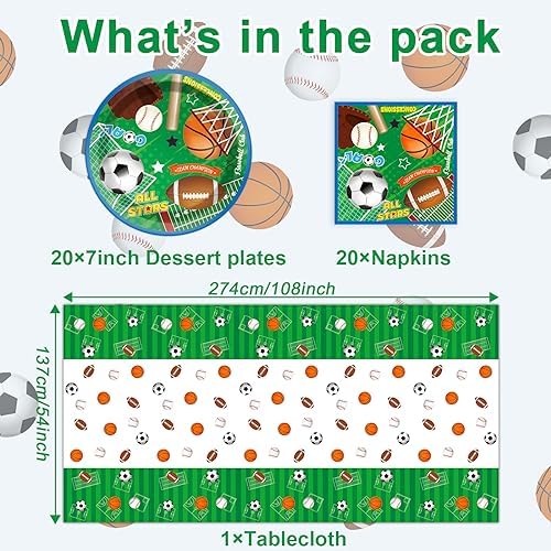 ZOIIWA Sports Themed Party Tableware Set