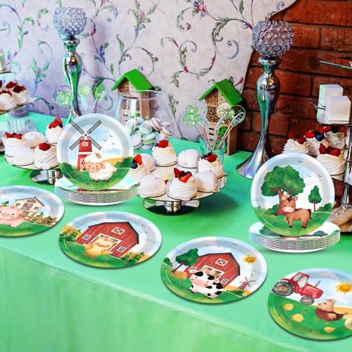 60Pcs Farm Animal Plates 7 Birthday Party Supplies