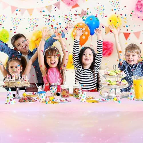 Kesfey 3-Pack Rainbow Tablecloths 54x108 Inch Waterproof Party Cover