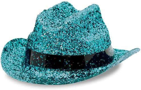 Turquoise Glitter Mini Cowboy Plastic Hat 2 x 475