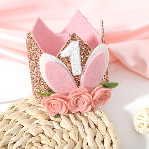 Some Bunny 1st Birthday Floral Crown Hat for Girls