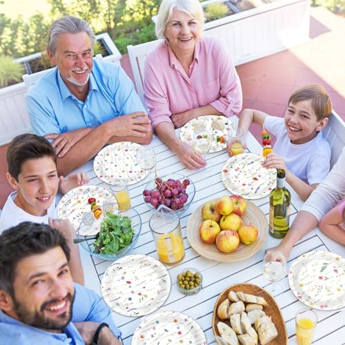 60Pcs Wildflower Party Plates 7 Inch Floral Tableware Set