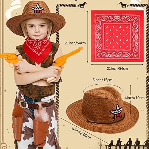 Yahenda 48 Piece Cowboy Hats Set with Colorful Bandanas