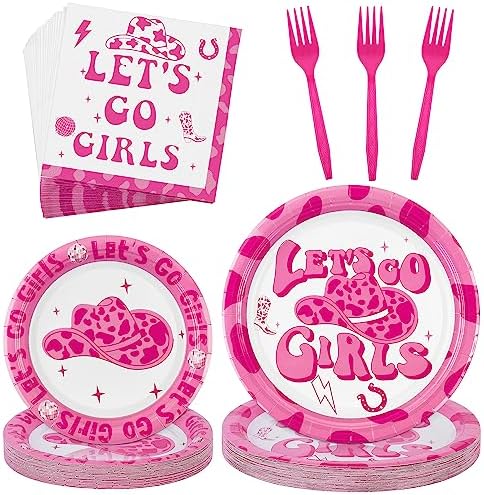 Durony 96 Piece Cowgirl Party Tableware Set
