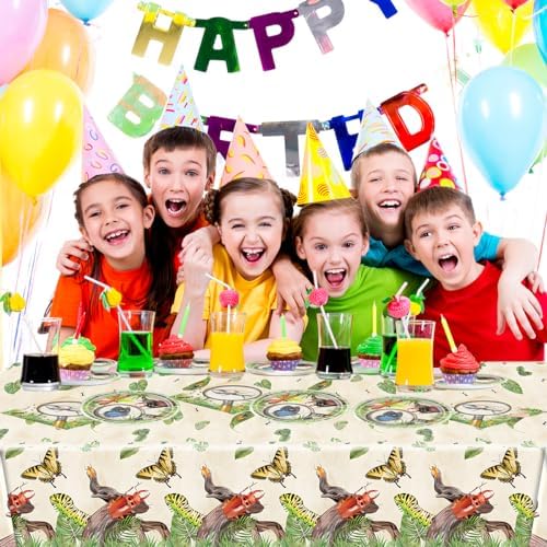 OULUN Bug Party Decorations Tableware Set 20 Plates 20 Napkins Tablecloth