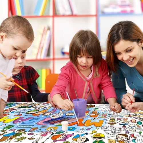 PADTIC Giant Coloring Poster 35x72 Inches Dream Themed Tablecloth Kids Art Craft