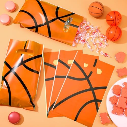 150 Pcs Basketball Themed Treat Bags with Handles for Party Supplies