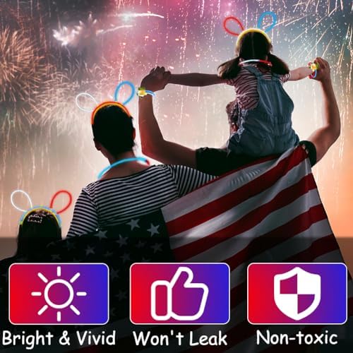 LUKBERA 212pcs Glow Sticks Party Favors for Independence Day