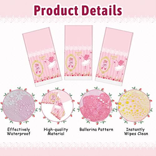Tegeme 3 Piece Ballerina Tablecloths for Girls