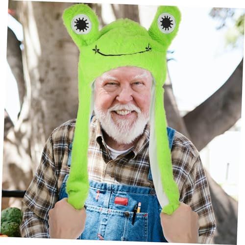 Plush Frog Hat with Moving Ears for Halloween Costumes