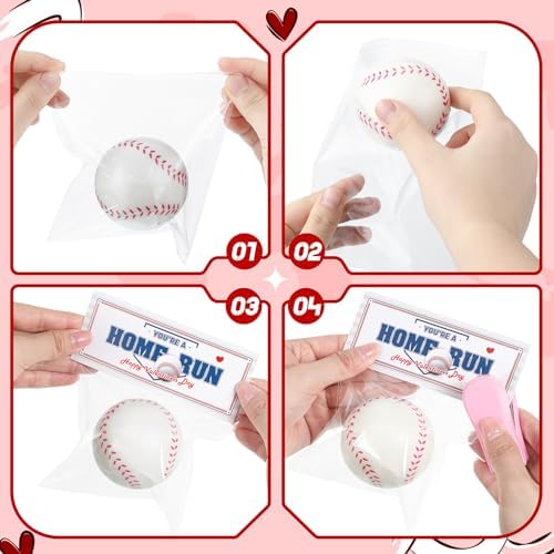 24 Pcs Mini Baseball Stress Balls with Headers Valentine Party Favor Toy Gifts for Kids Classroom Anxiety Relief