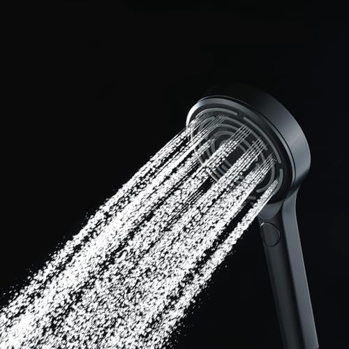 UWEREBFM Handheld Shower Head 3-Function Detachable High Pressure Adjustable Black