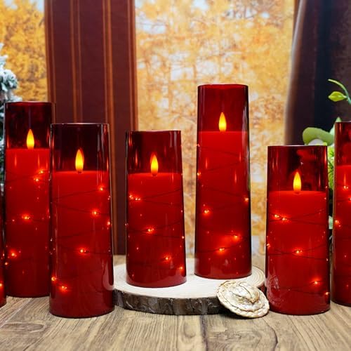 Flameless LED Candles with Timer 9 Pack Red