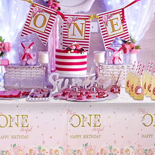 Tatuo 3 Piece 1st Birthday Floral Tablecloth
