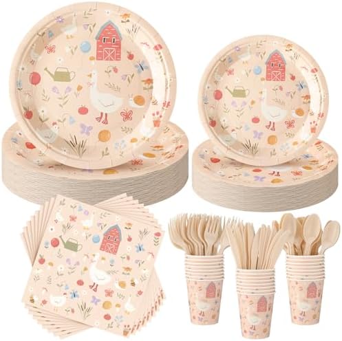 Zhehao 168 Pcs Silly Goose Birthday Party Decor Tableware Set for 24 Guests