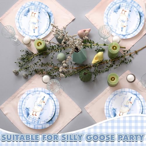 Havawish 120 Pcs Silly Goose Blue Party Tableware Set