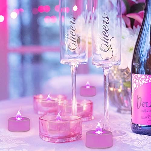 LANKER 24 Pack LED Pink Tea Lights Battery Operated Flameless Long Lasting Safe for All Occasions