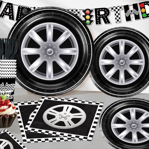 Cocomigo Race Car Party Decorations 187pcs for 25 Guests