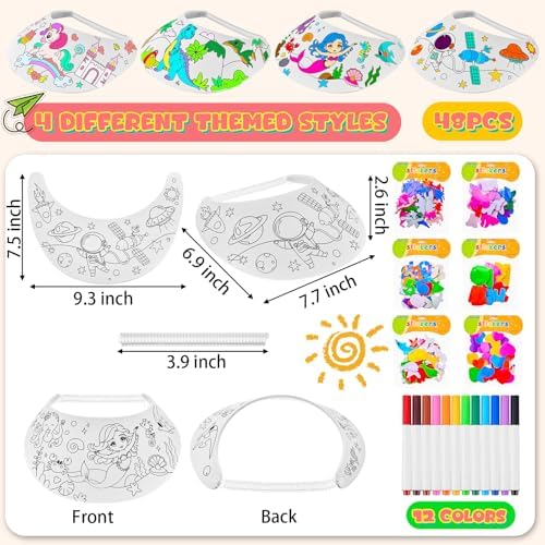 Hercicy 54 Pcs Foam Visors for Kids DIY Crafts