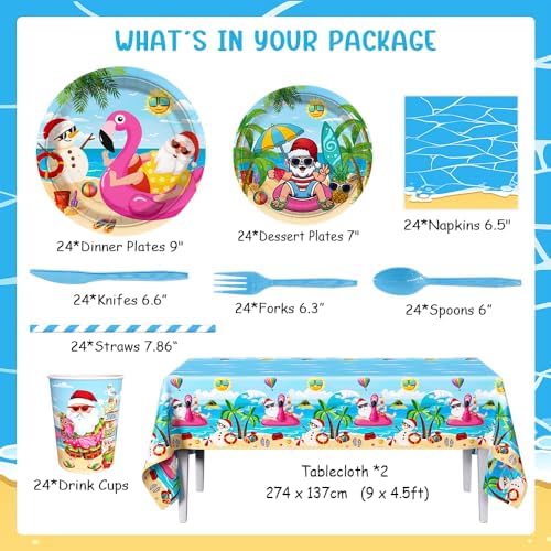 194pcs Summer Christmas Party Decorations Set