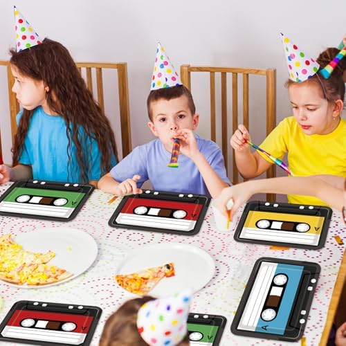 40PCS Retro Cassette Tape Paper Plates for 70s 80s 90s Parties