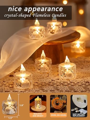 24 Piece Flashing Battery LED Votive Candles for Decorations