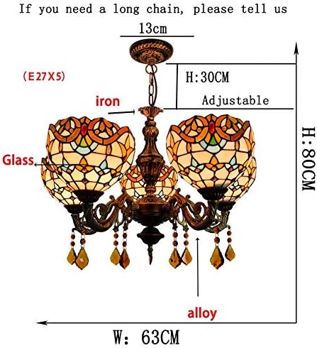 24 Inch 5 Head Crystal Chandelier for Dining Room Bar Cafe