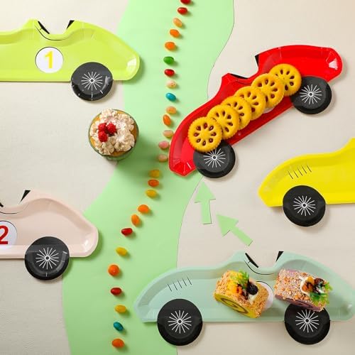 25 Pack Vintage Racing Car Plates for Birthday Party Supplies