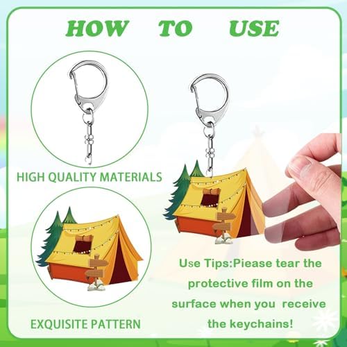 16Pcs Camping Party Favors Keychain Adventure Set