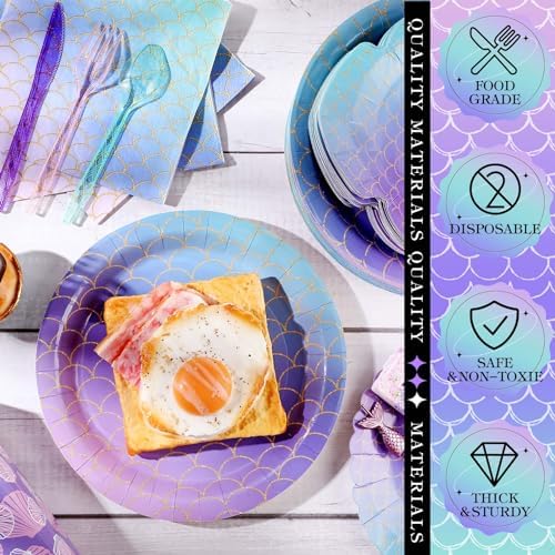 Blushtier 350 Pcs Mermaid Party Supplies Set for 50 Guests