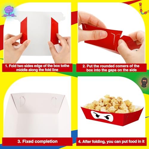 Zhehao 24 Pcs Ninja Party Paper Trays Set