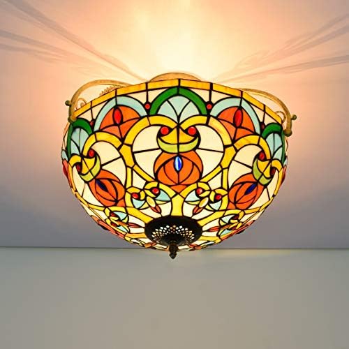 Tiffany Style Stained Glass Chandelier 16 Inch