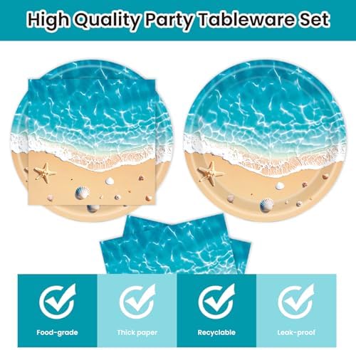40Pcs Beach Plates and Napkins Party Set