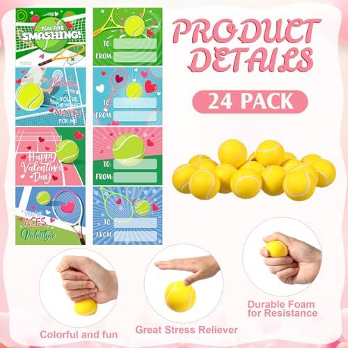 Blosssound 24 Pack Valentines Day Cards with Stress Balls