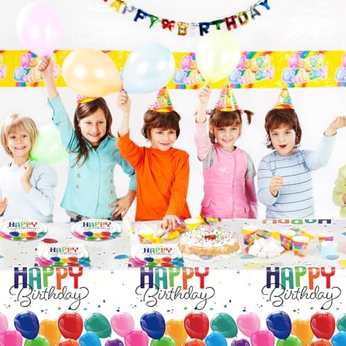 41PCS Happy Birthday Decorations with Confetti Balloon and Tablecloth Set