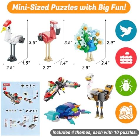 40PCS Animal Building Blocks Party Favors for Kids