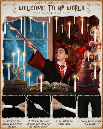 Floating Candles with Wand 10PCS - Flameless Magic Halloween Decor