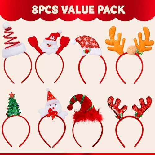 JOYIN 8 Piece Christmas Headband Set for Kids and Adults