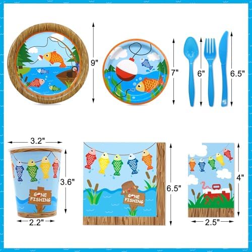 Gone Fishing Party Tableware Set for 20 Guests
