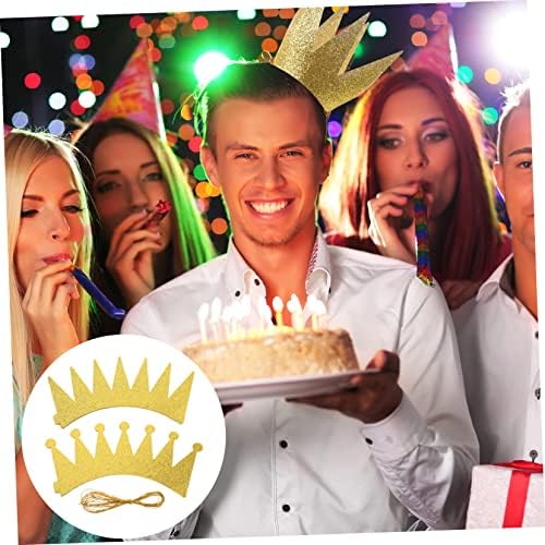 VICASKY 12pcs Glitter Birthday Crowns for Kids Party Decorations and Photo Props