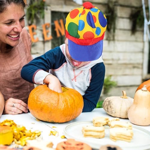 LOGOFUN Plush Clown Halloween Crown Hat for Adults Teens