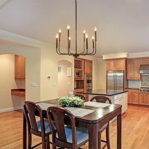 LALUZ Chandelier with Dark Brown Speckled Finish 26 Dia Dimmable