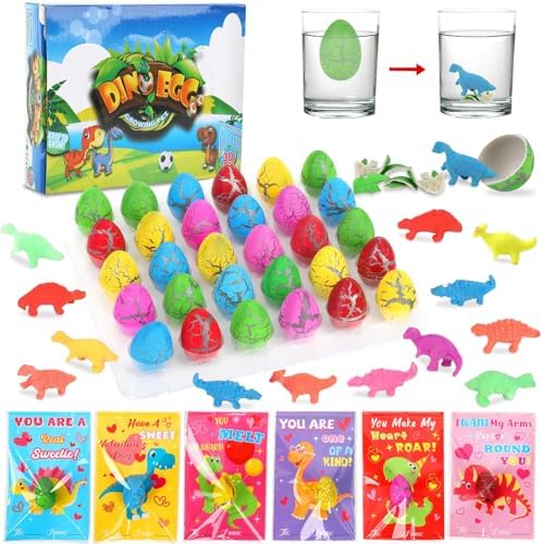 30 Pack Hatching Dinosaur Eggs Valentine Party Favors