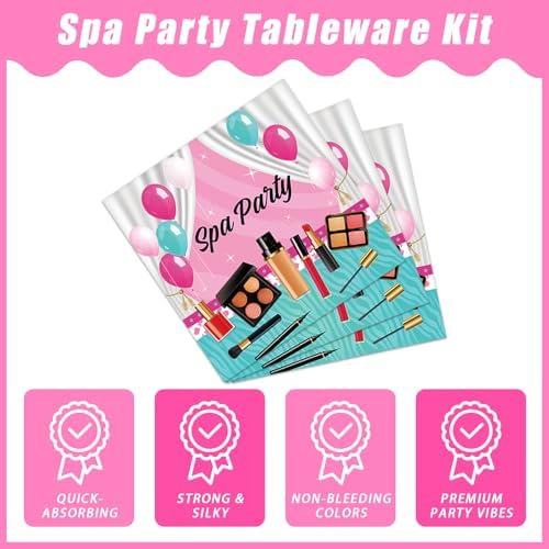 96 Pcs Spa Party Plates and Napkins Set