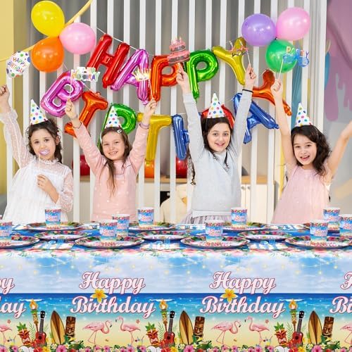 194pcs Hawaiian Aloha Birthday Decorations Set for 24 Guests
