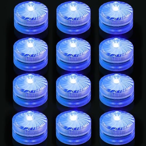 Blue Submersible LED Lights 12 Pack for Vases Pools and Decorations